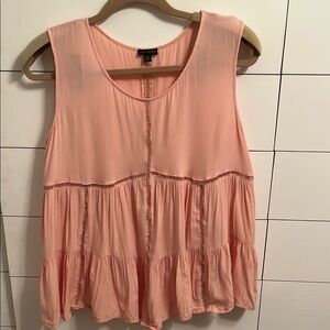 Coco + Carmen Pink Sleeveless Tiered Blouse Size S/M